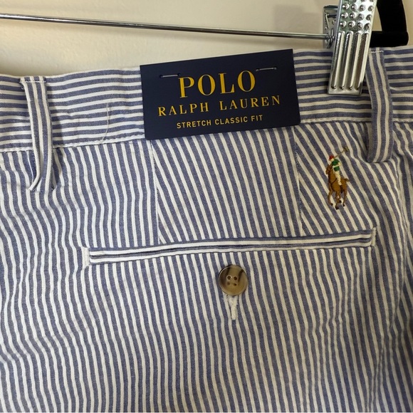 NWT Polo Ralph Lauren Men’s Blue White Striped Shorts Size 35 Classic Preppy - Picture 5 of 10